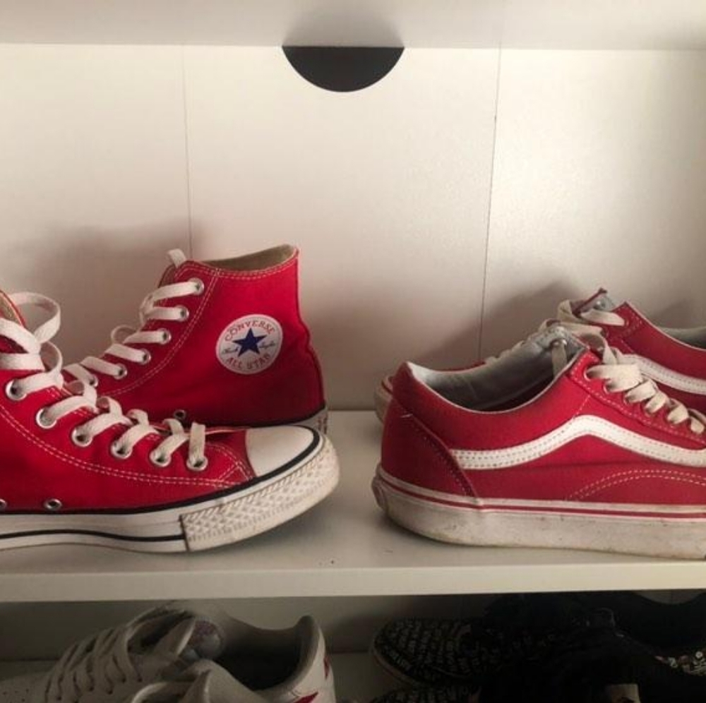 Red converse, red vans